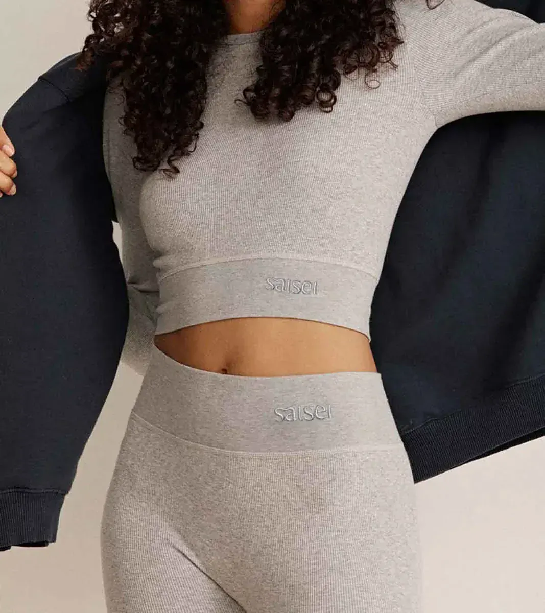 LUXE MELANGE CROPPED LONG SLEEVE TOP