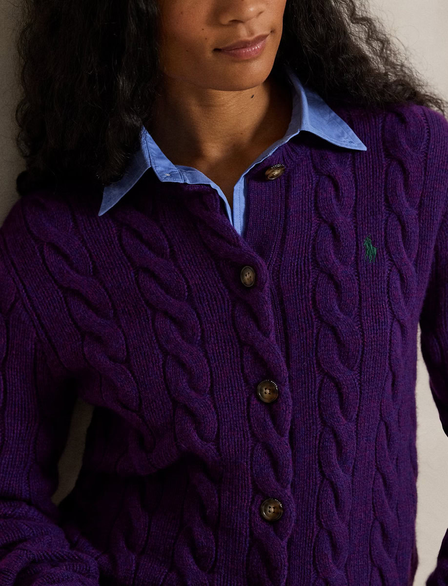 CABLE-KNIT WOOL-CASHMERE CARDIGAN – תמונה 3