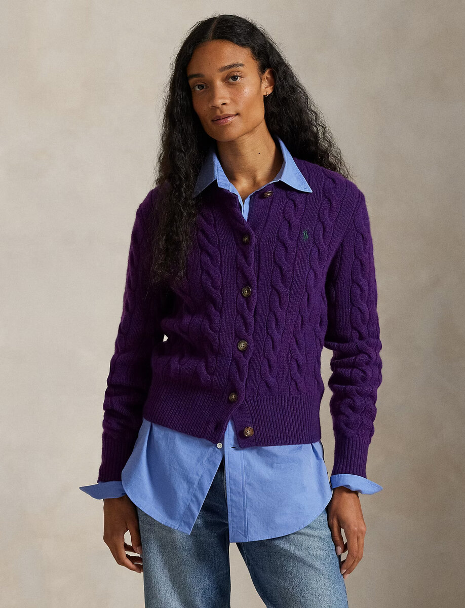 CABLE-KNIT WOOL-CASHMERE CARDIGAN – תמונה 2