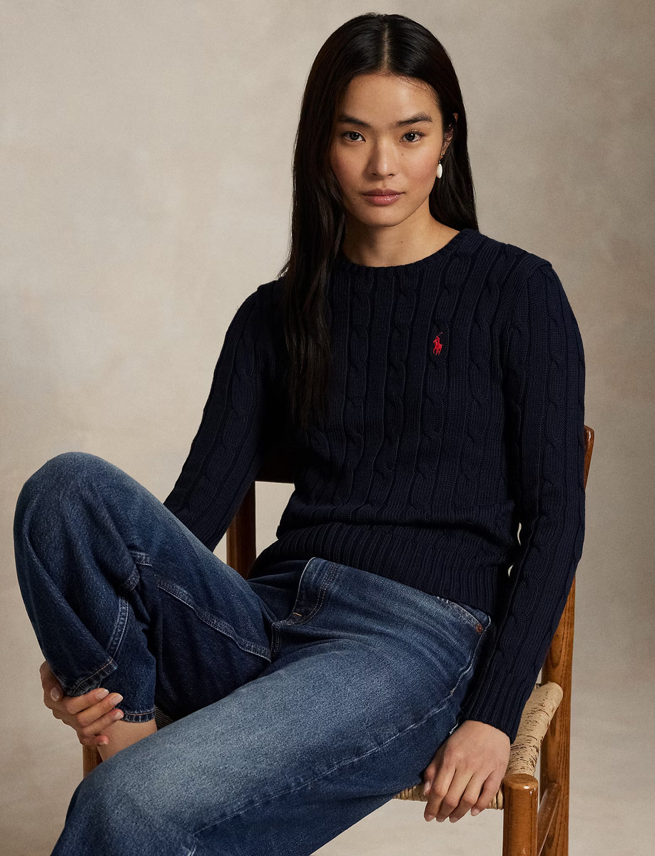 CABLE-KNIT COTTON CREWNECK JUMPER