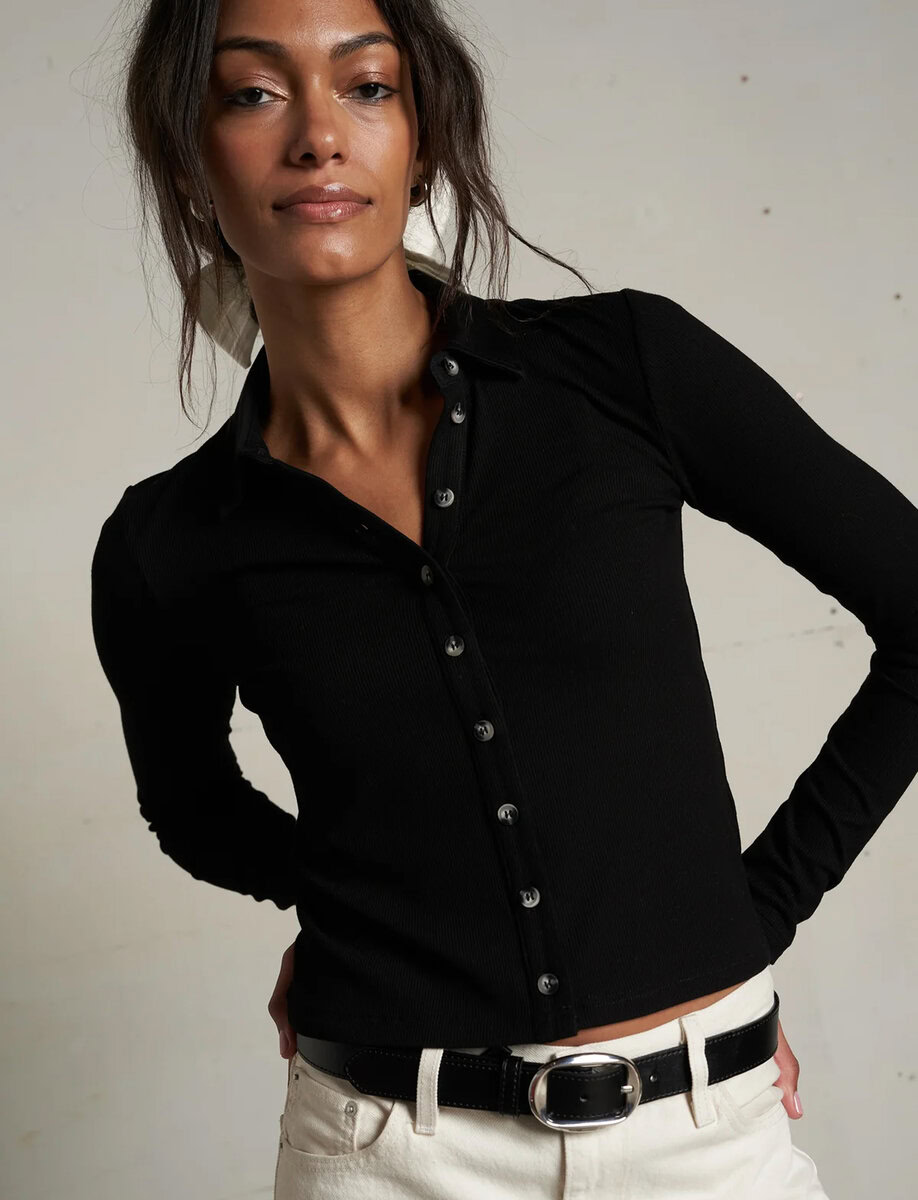 AMEE LUX RIB BUTTON UP POLO – תמונה 5