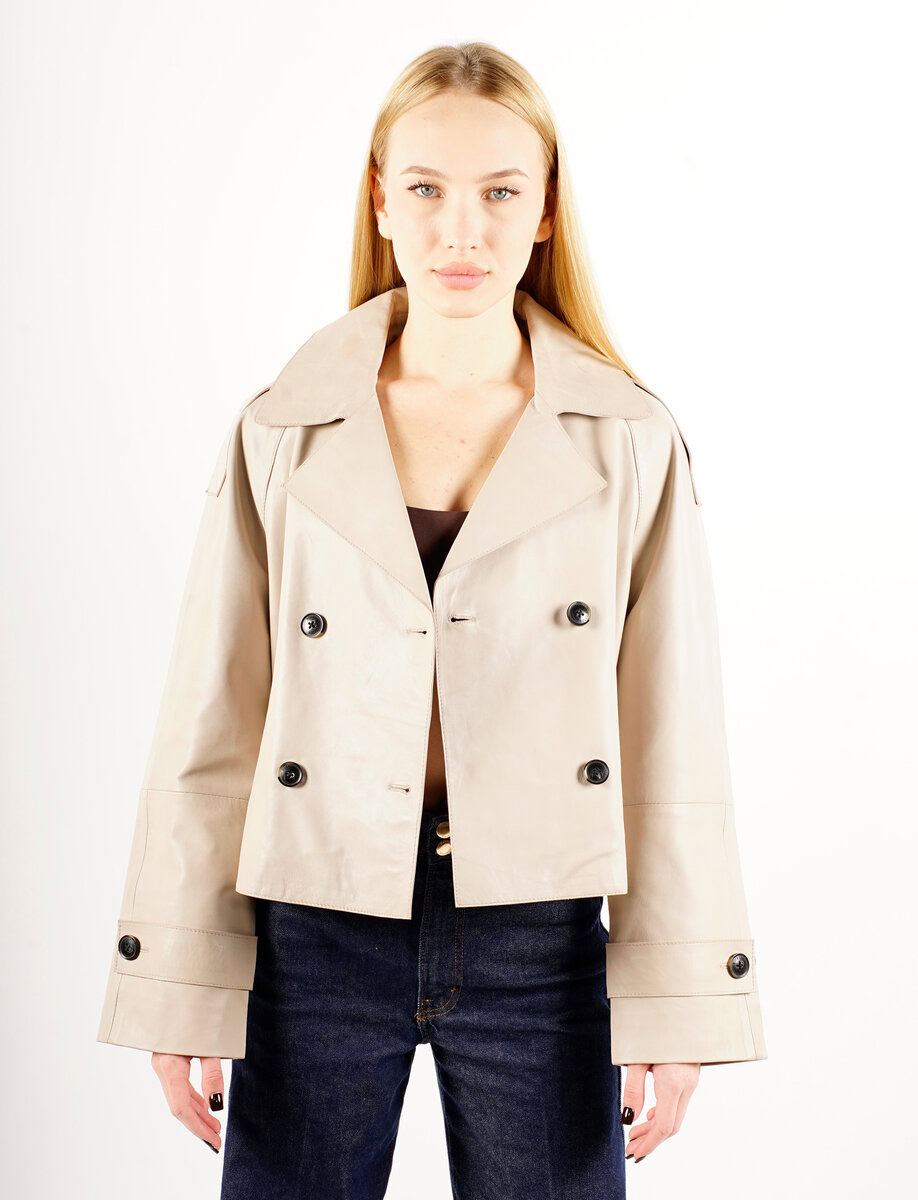 HANNA CROPPED LEATHER JACKET | SALT – תמונה 8