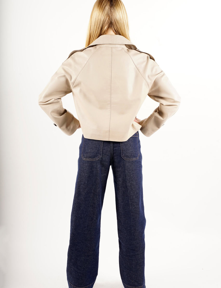 HANNA CROPPED LEATHER JACKET | SALT – תמונה 12