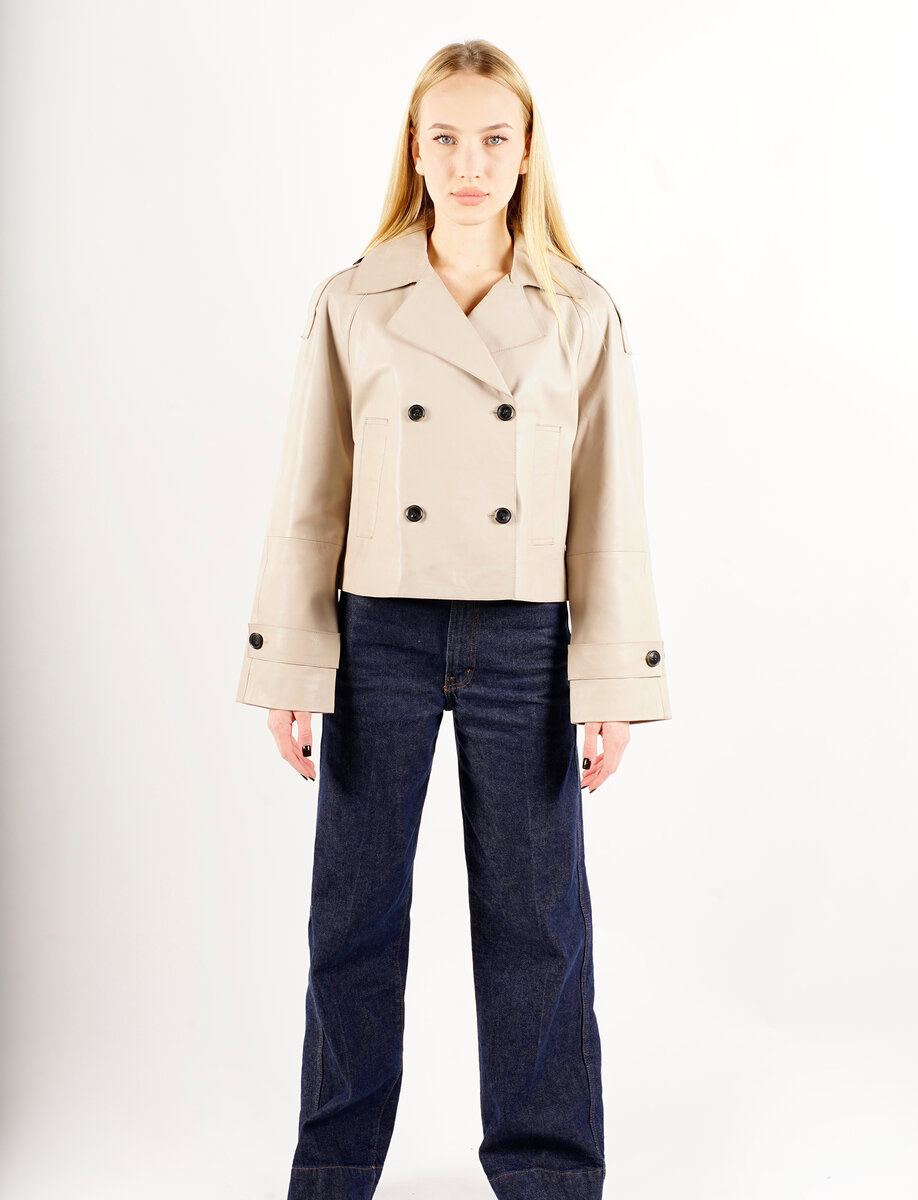 HANNA CROPPED LEATHER JACKET | SALT – תמונה 13