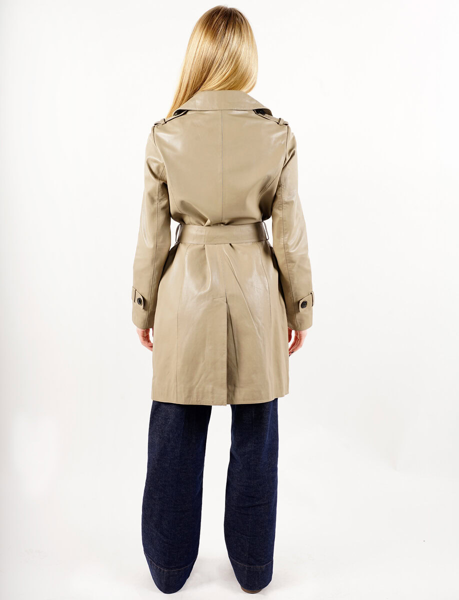 LAURE KNEE LENGTH LEATHER TRENCH | LUSH – תמונה 7