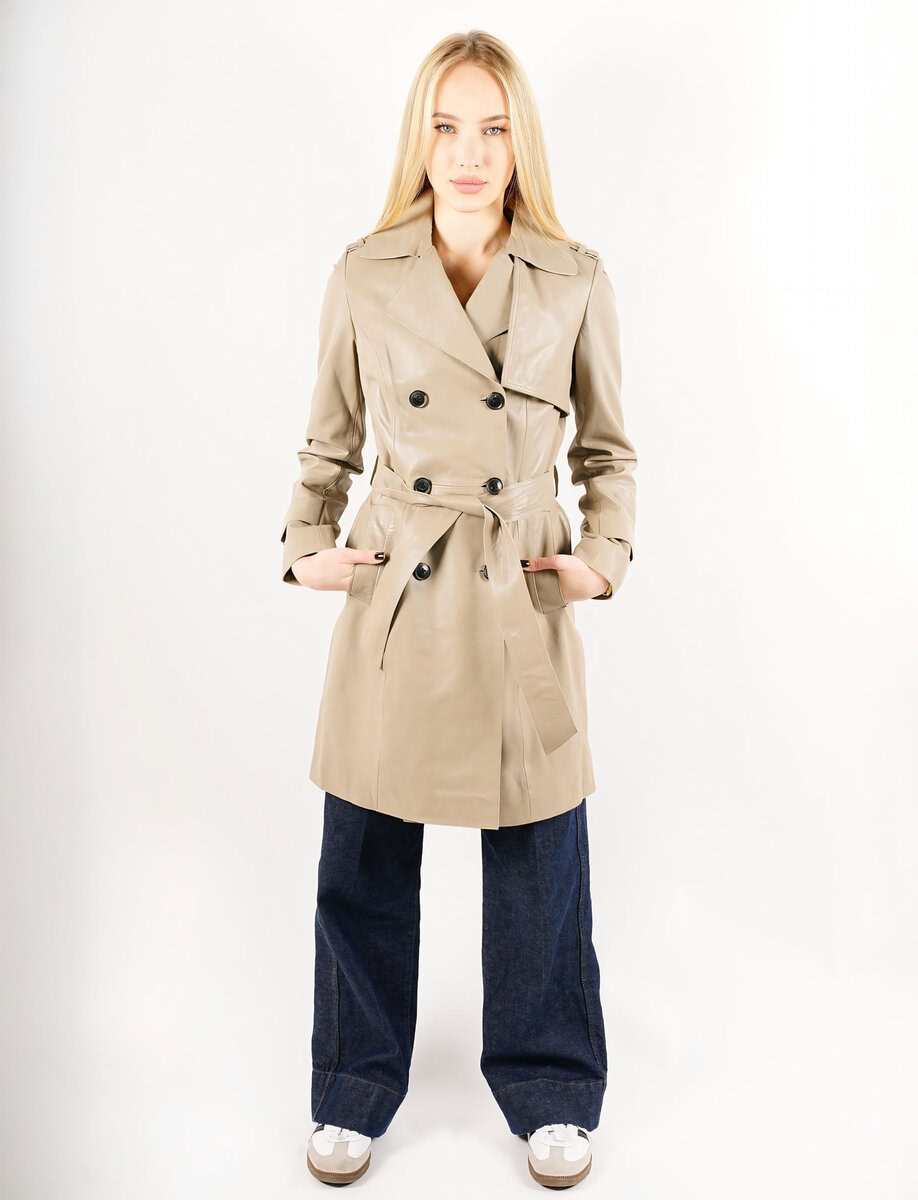 LAURE KNEE LENGTH LEATHER TRENCH | LUSH – תמונה 4