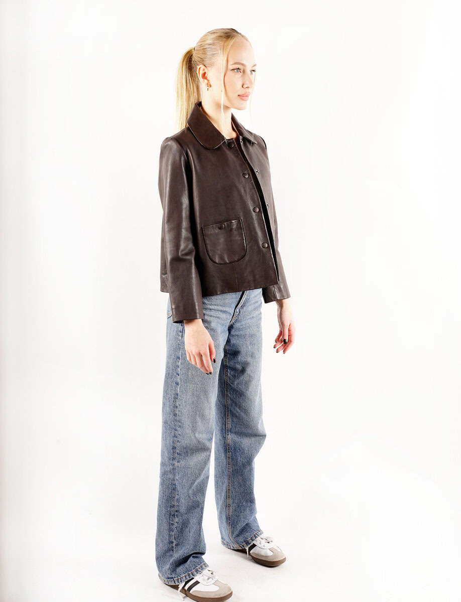 MARLEY COMFORT FIT LEATHER JACKET | ESPRESSO – תמונה 12