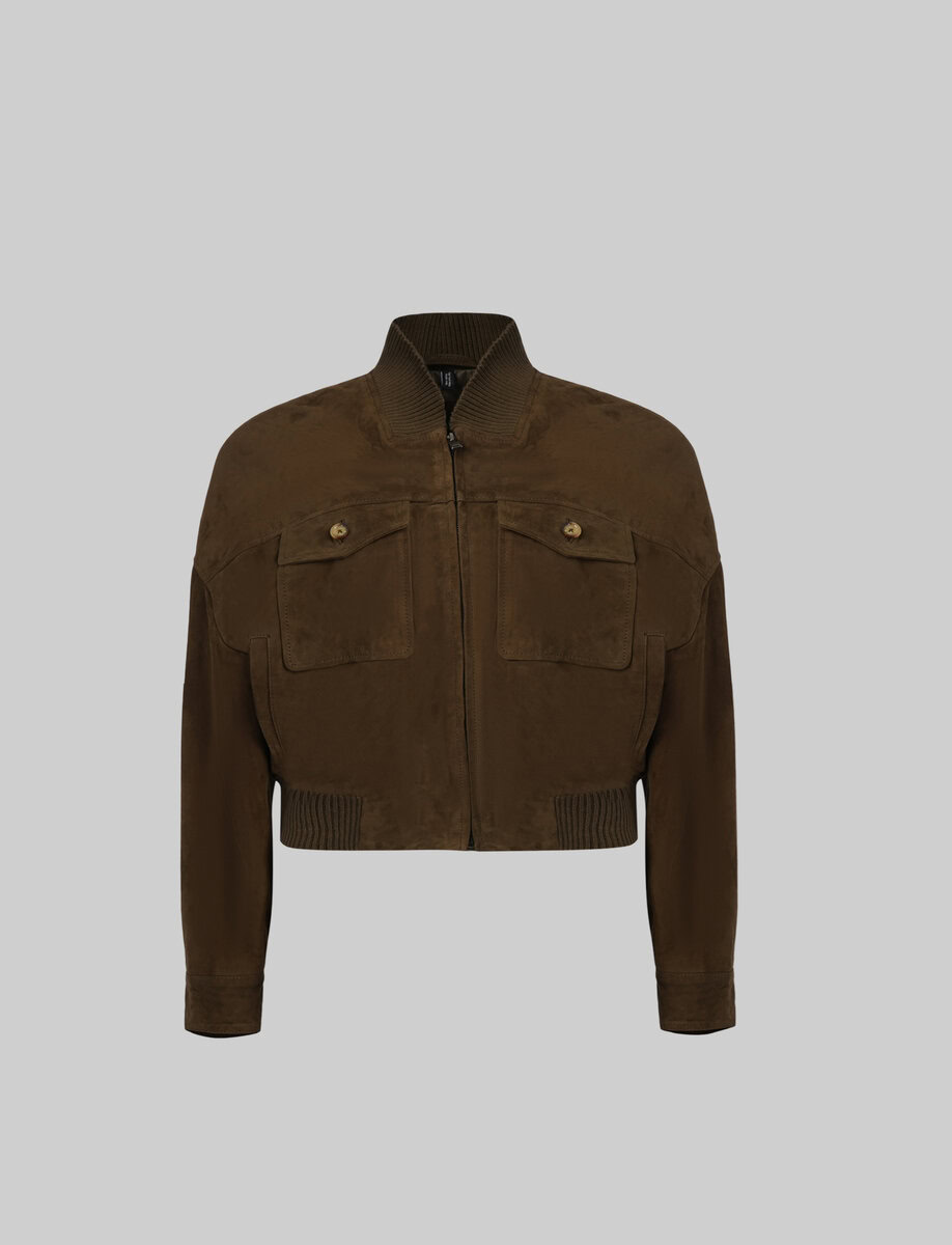 CAMILLA SUEDE BOMBER JACKET | KHAKI