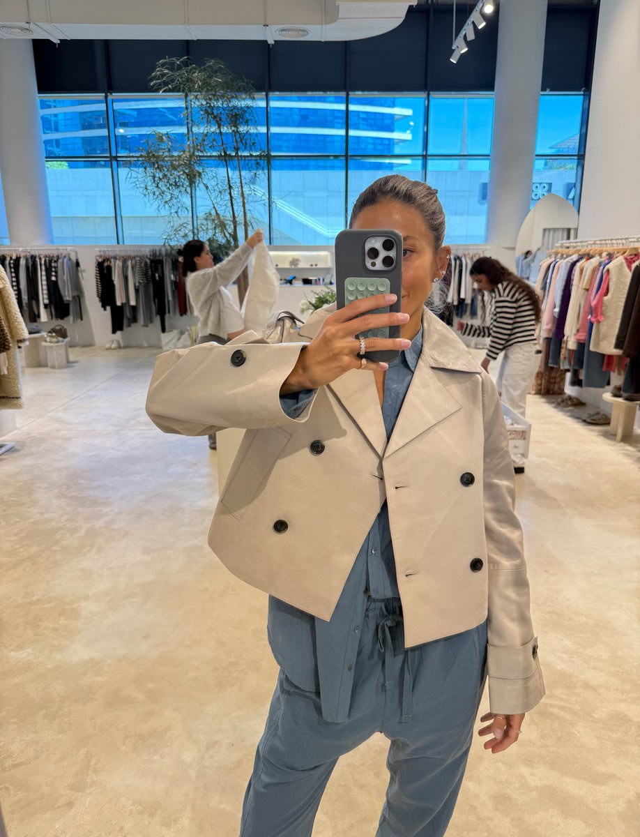 HANNA CROPPED LEATHER JACKET | SALT – תמונה 15