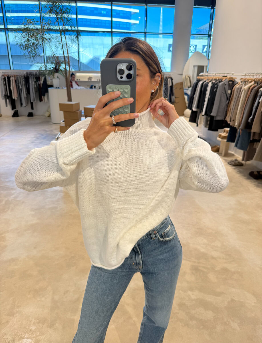 NOVA COTTON CASHMERE MOCK NECK SWEATER – תמונה 5