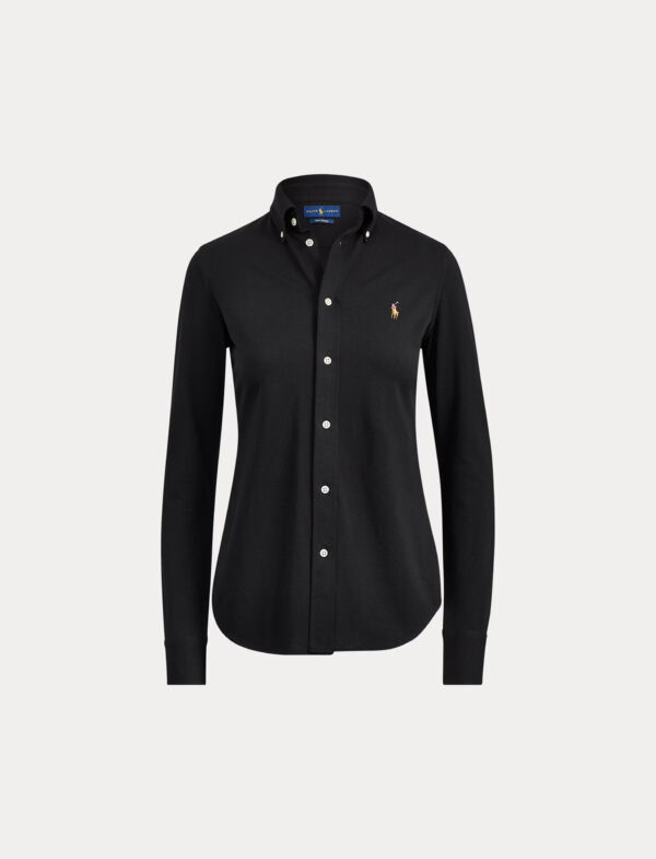 KNIT COTTON OXFORD SHIRT | BLACK