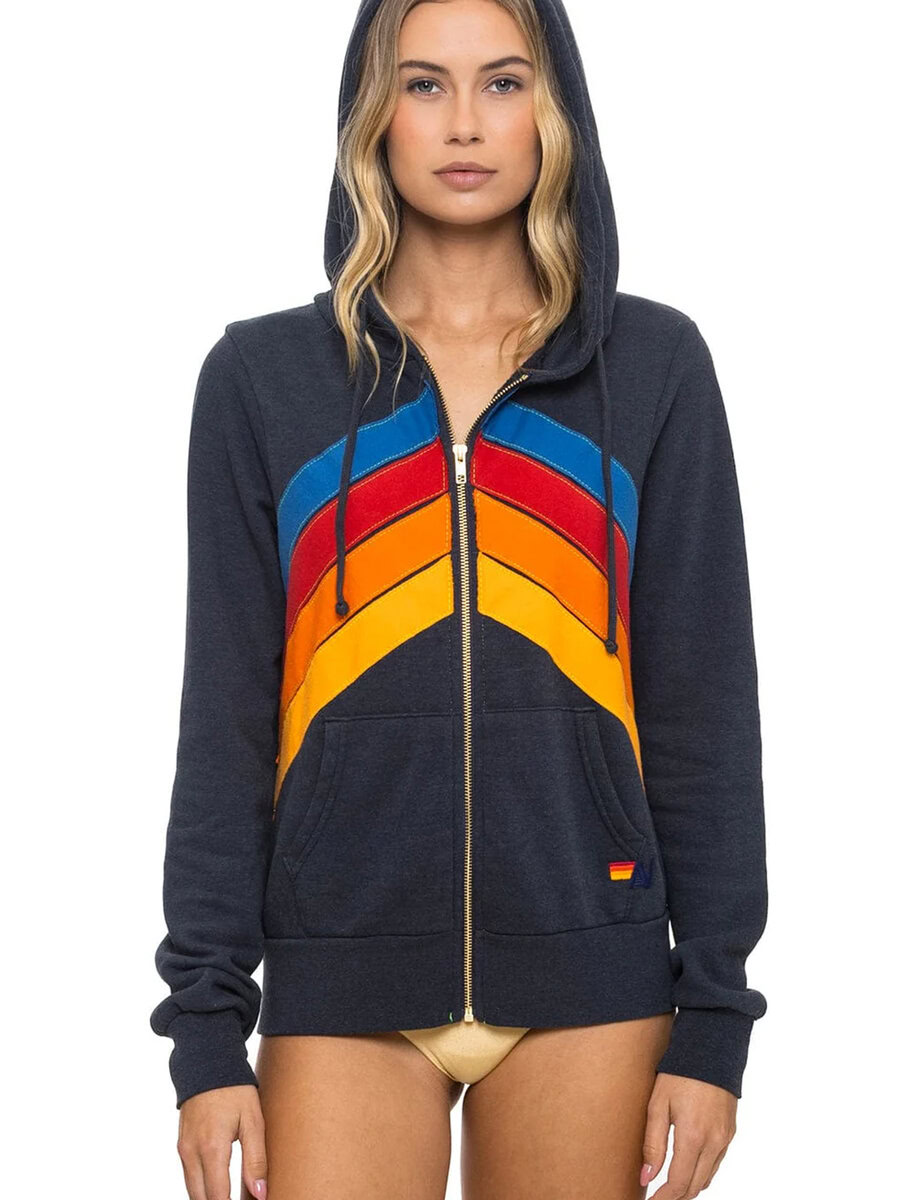 MOUNTAIN STITCH ZIP HOODIE | CHARCOAL