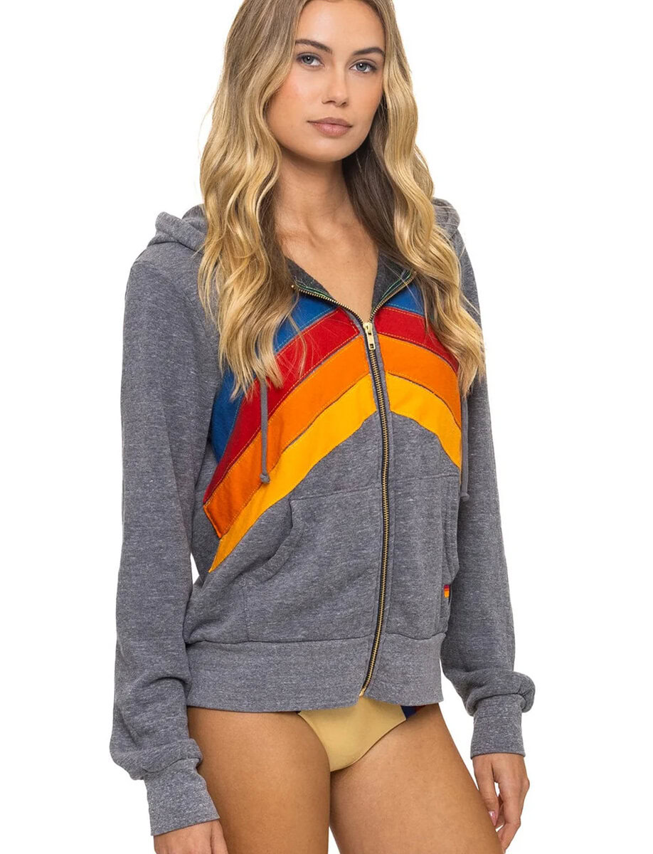 MOUNTAIN STITCH ZIP HOODIE | HEATHER GREY – תמונה 3