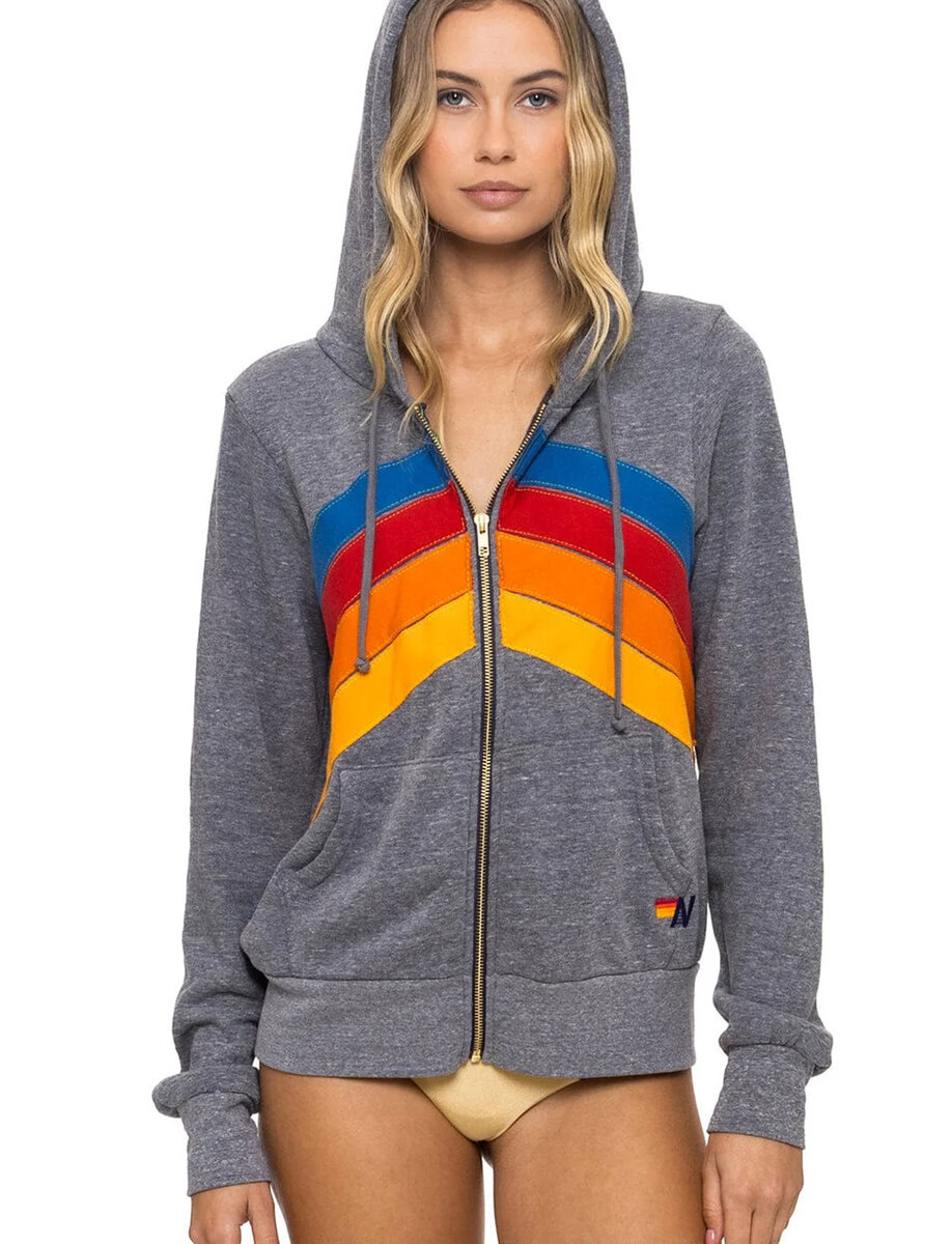 MOUNTAIN STITCH ZIP HOODIE | HEATHER GREY