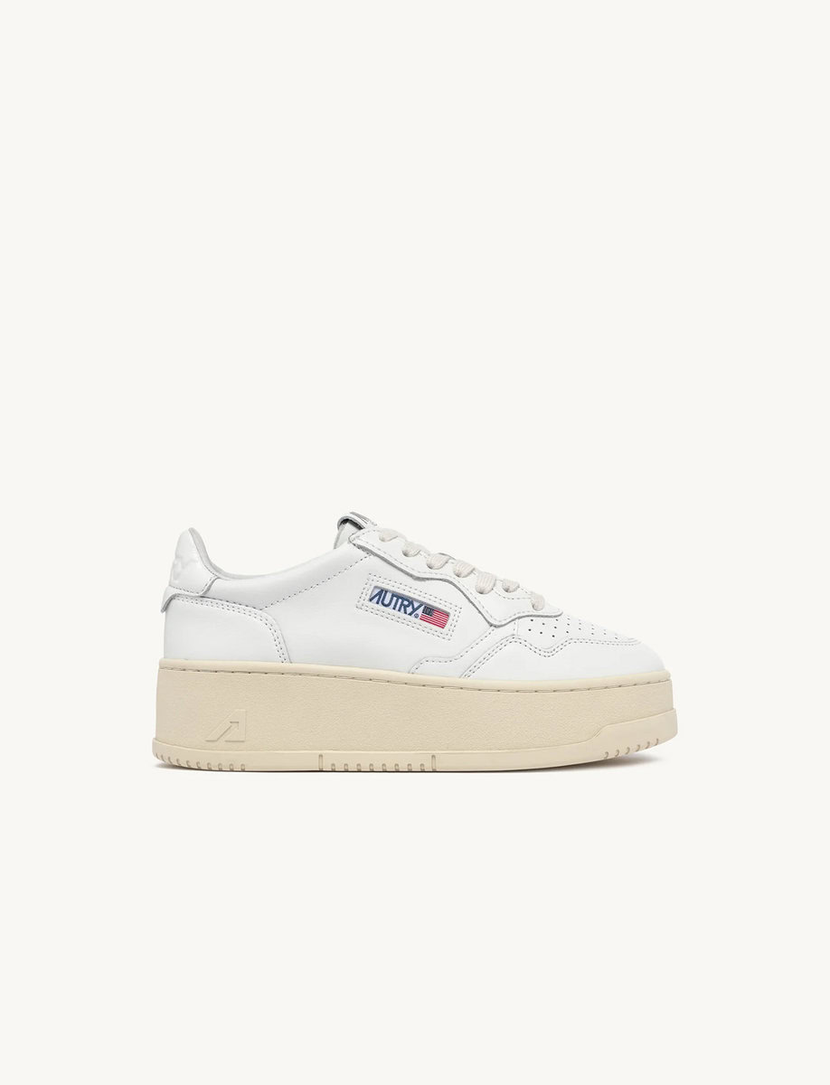MEDALIST PLATFORM SNEAKERS IN WHITE LEATHER