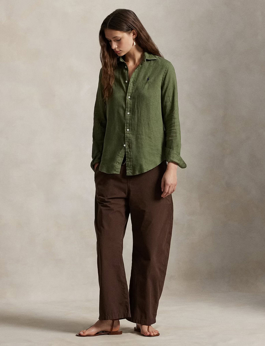 CLASSIC FIT LINEN SHIRT | GREEN – תמונה 4