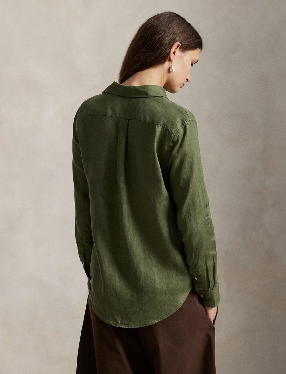 CLASSIC FIT LINEN SHIRT | GREEN – תמונה 5