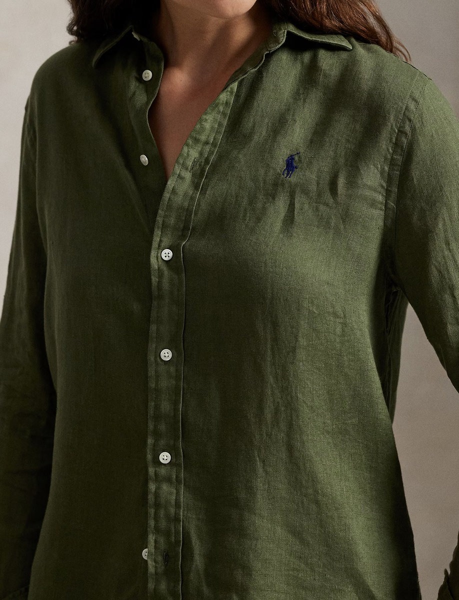 CLASSIC FIT LINEN SHIRT | GREEN – תמונה 3