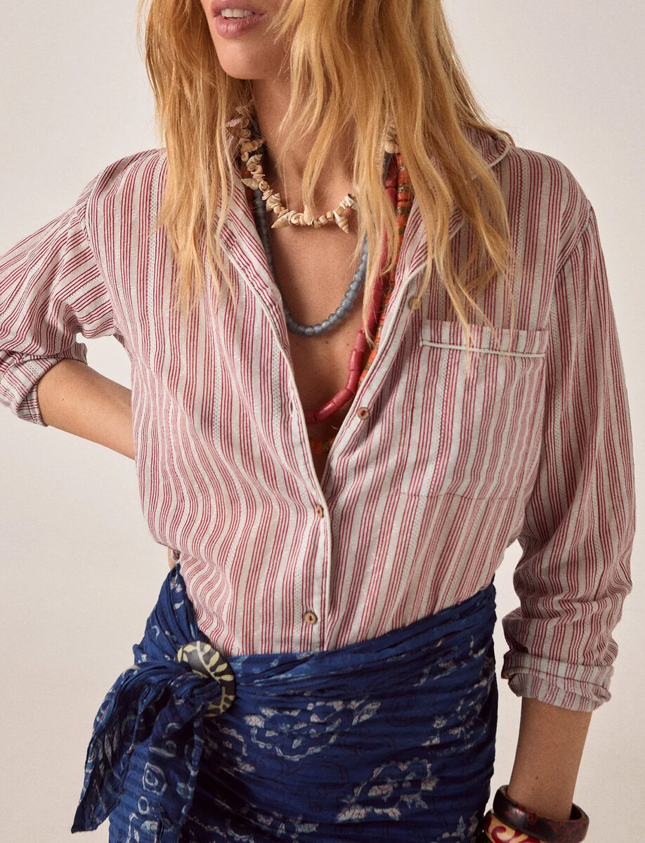 CLAIRE BLOUSE | WINE STRIPES