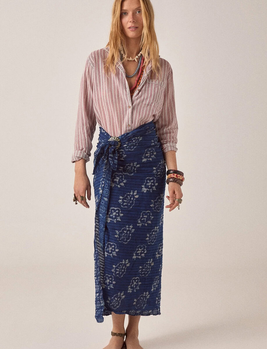 CLAIRE BLOUSE | WINE STRIPES – תמונה 9