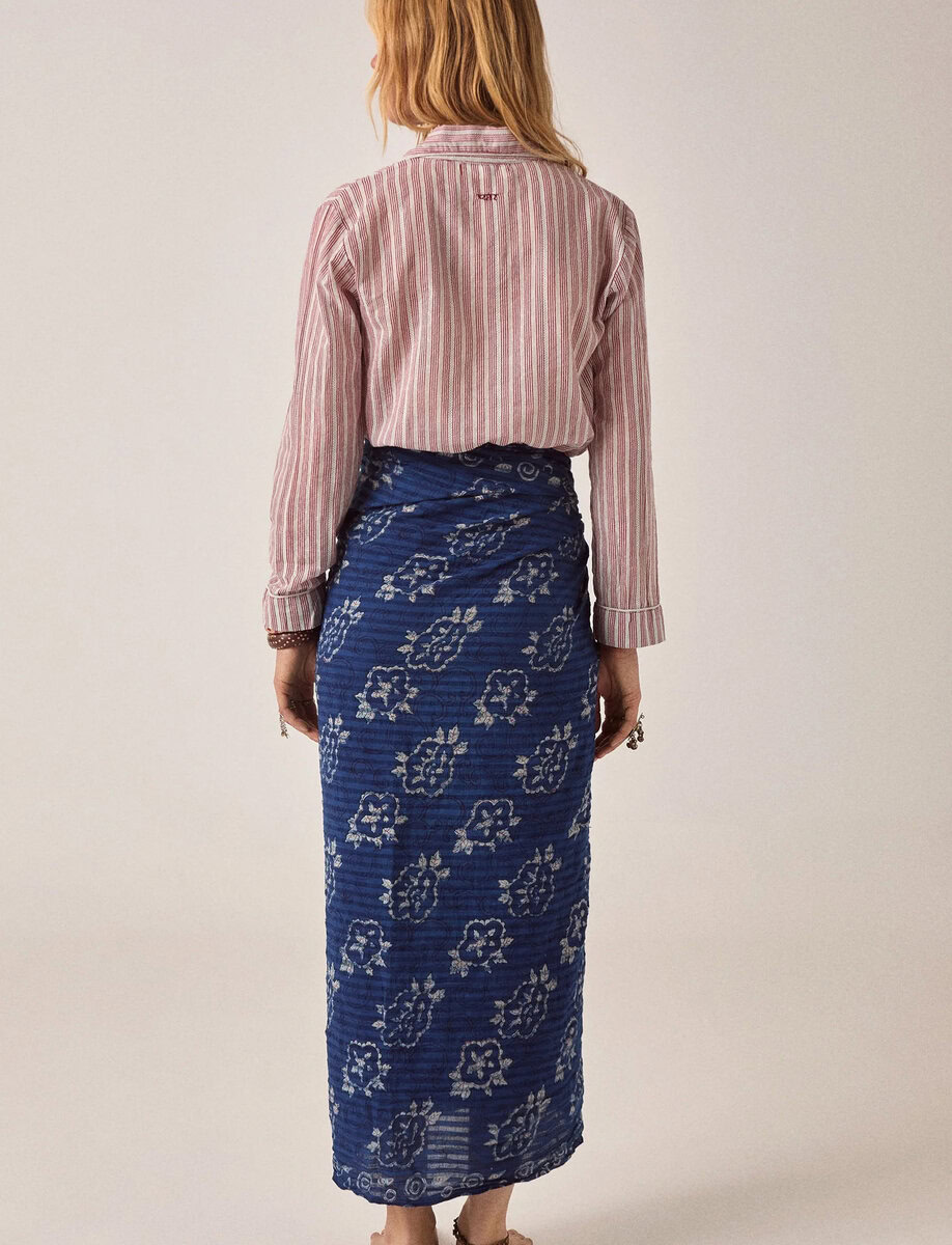 CLAIRE BLOUSE | WINE STRIPES – תמונה 11