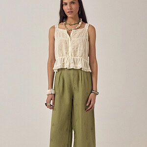 OTTO TWIST LINEN PANT | MOSS