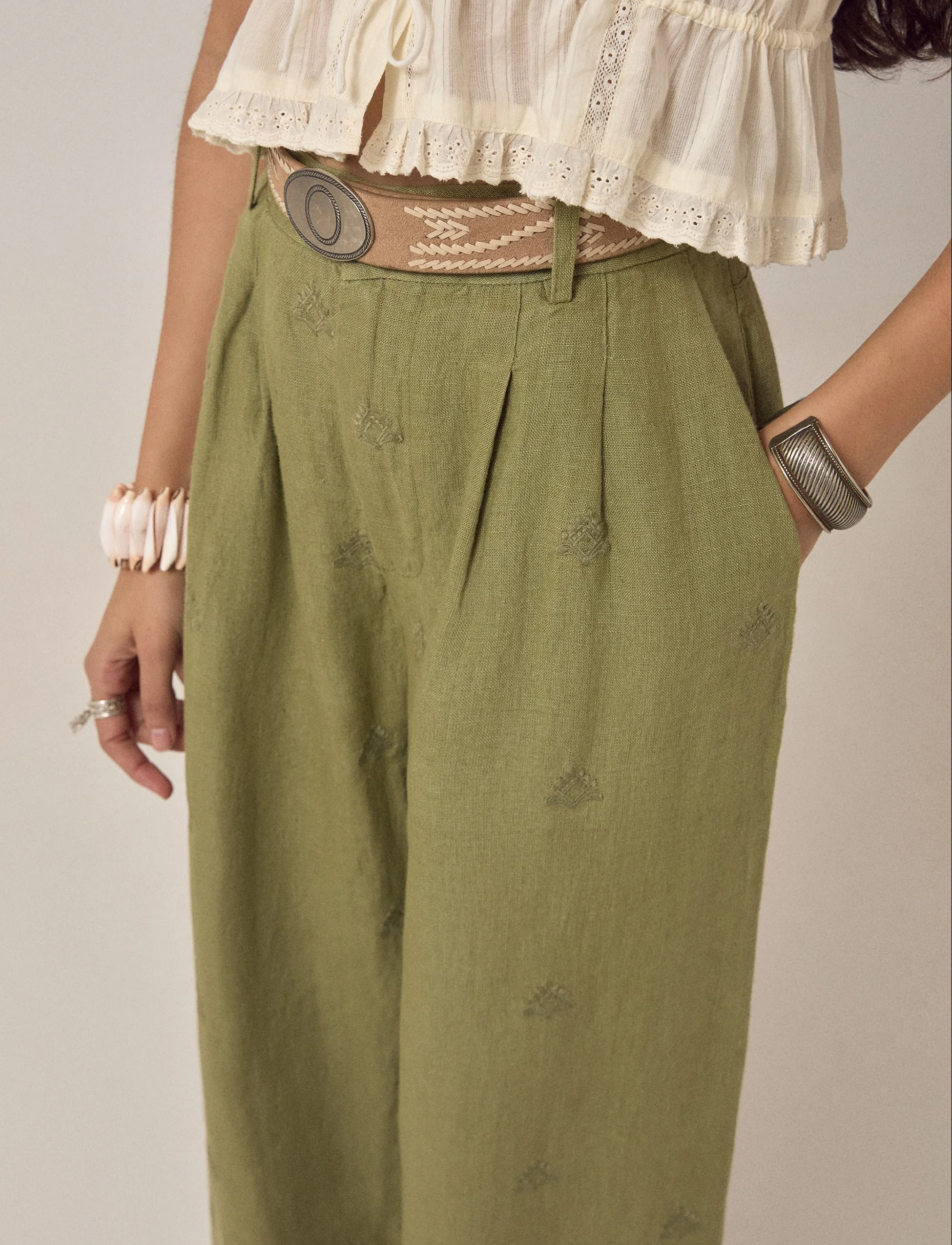 OTTO TWIST LINEN PANT | MOSS – תמונה 2