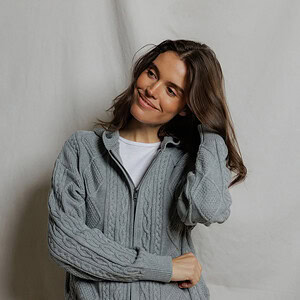 BRADY CABLE KNIT ZIP-UP HOODIE