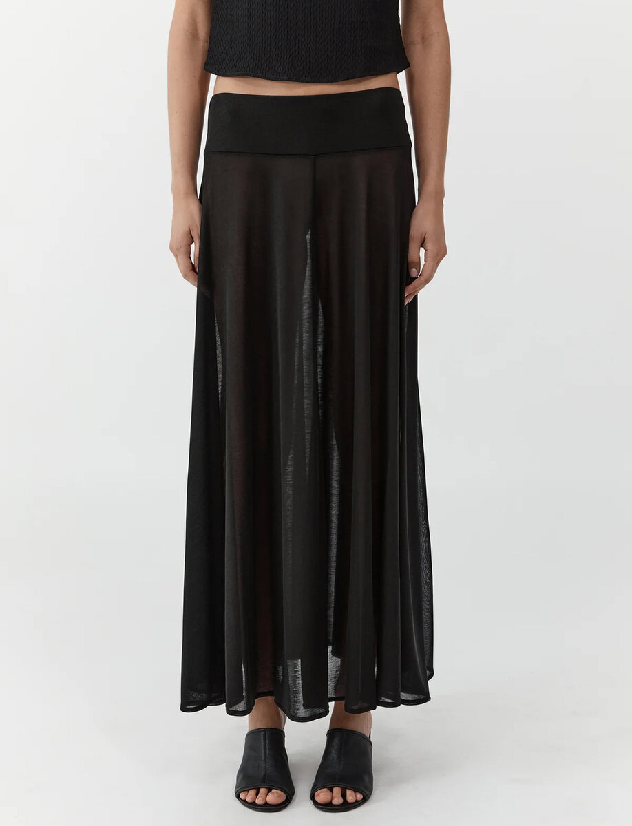 FLUID JERSEY SKIRT | BLACK – תמונה 2