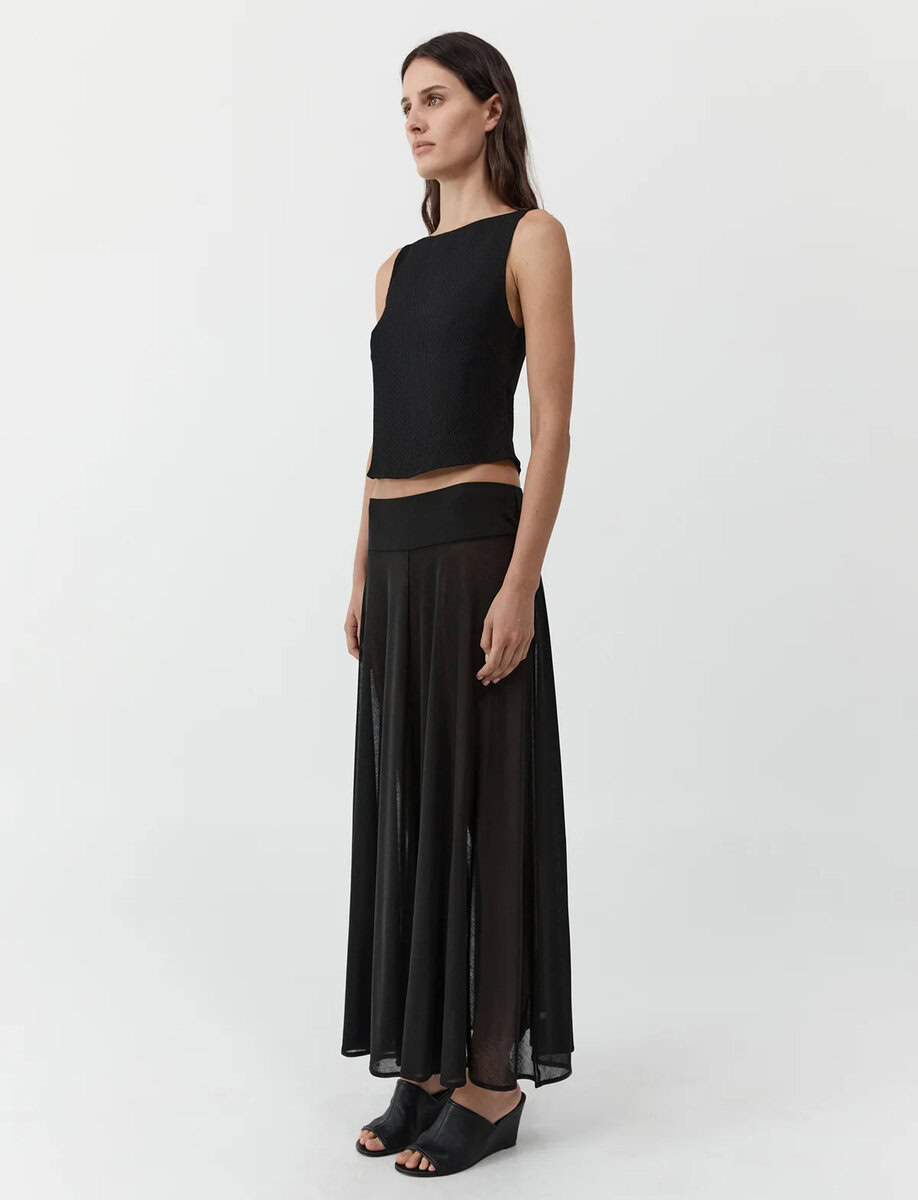 FLUID JERSEY SKIRT | BLACK – תמונה 3