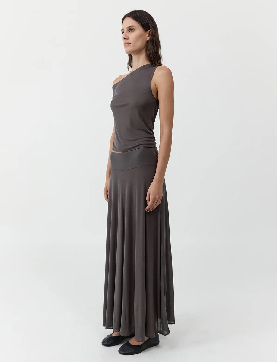 FLUID JERSEY SKIRT | SOOT – תמונה 3