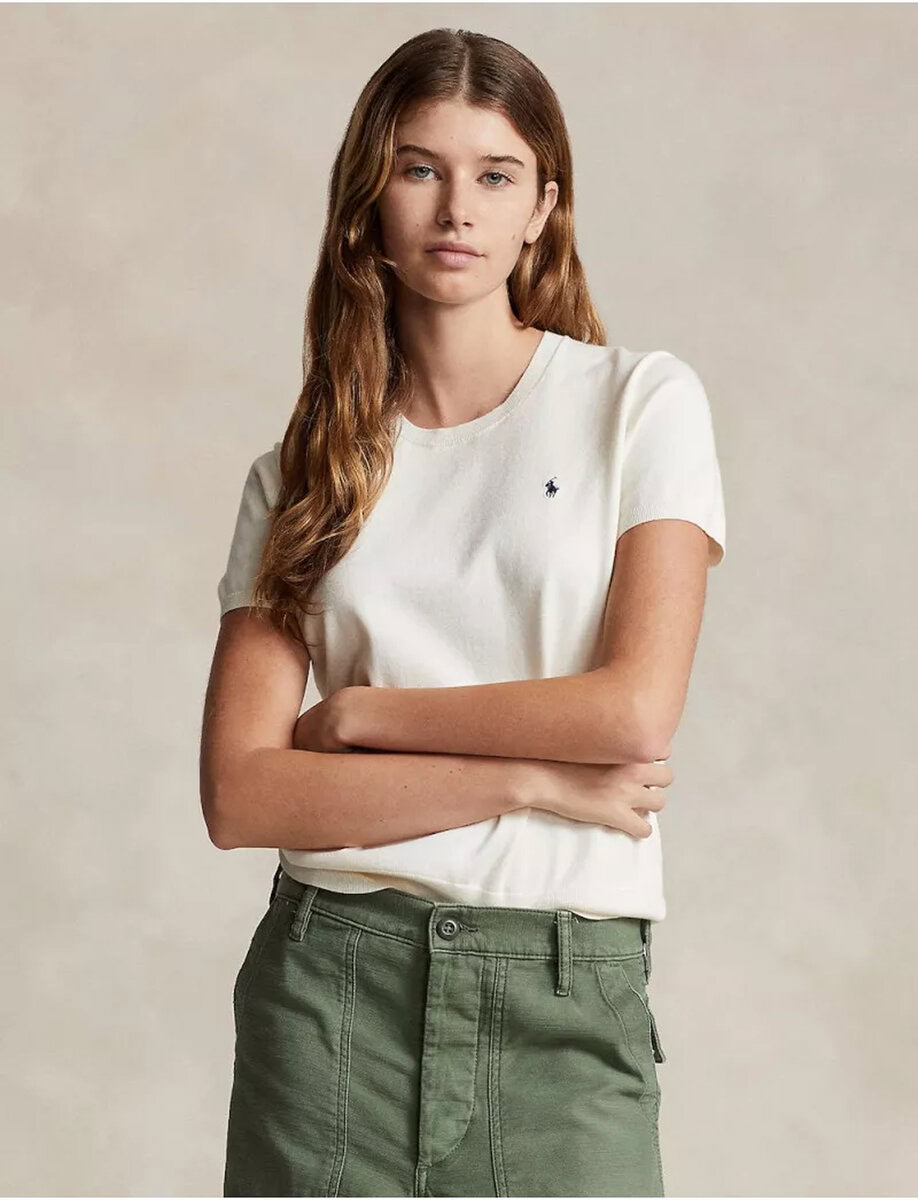 SHORT-SLEEVE CREWNECK SWEATER | CREAM