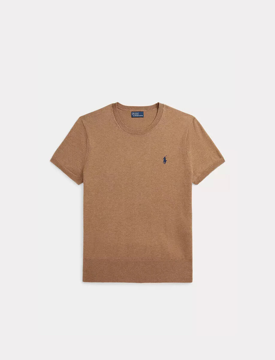 SHORT-SLEEVE CREWNECK SWEATER | BROWN