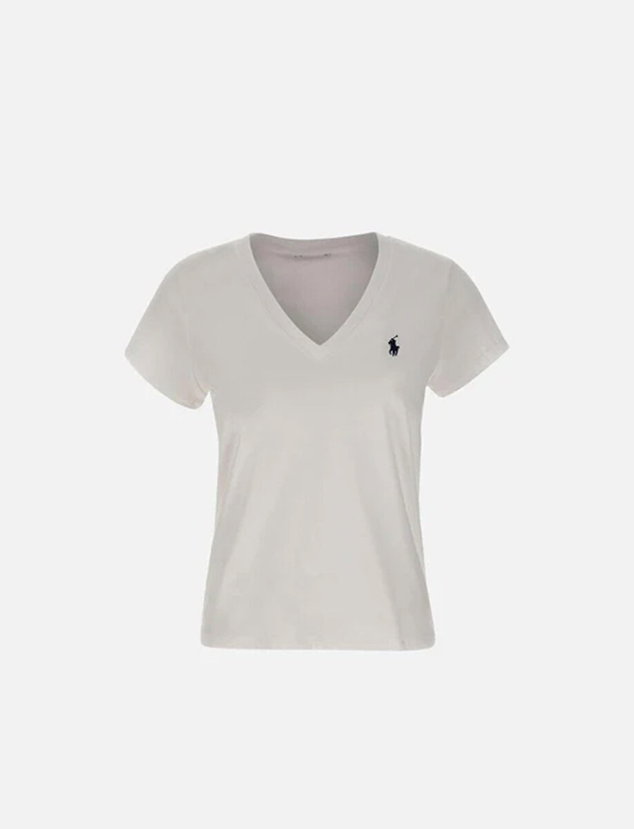 LOGO V NECK T-SHIRT | WHITE