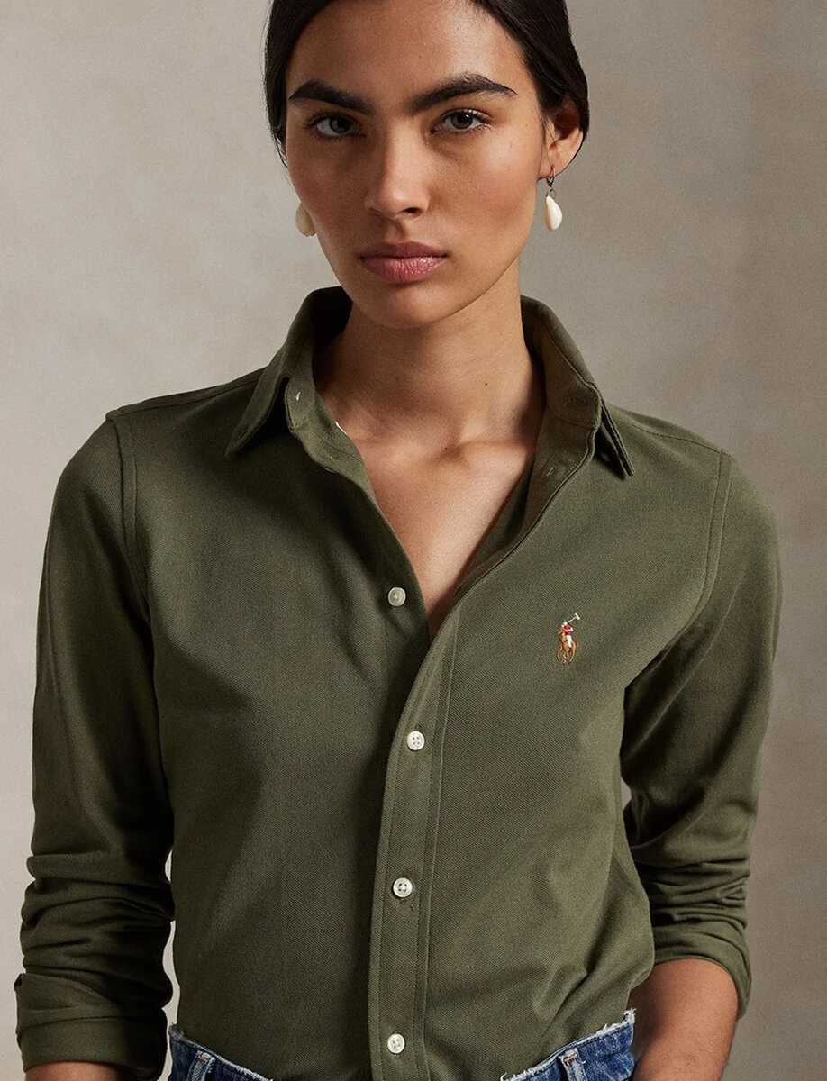 KNIT COTTON OXFORD SHIRT | GREEN