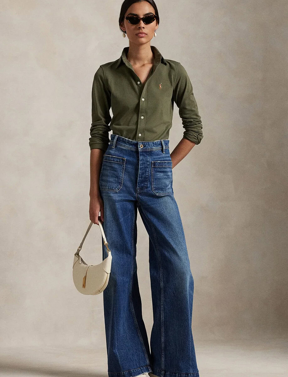 KNIT COTTON OXFORD SHIRT | GREEN – תמונה 2