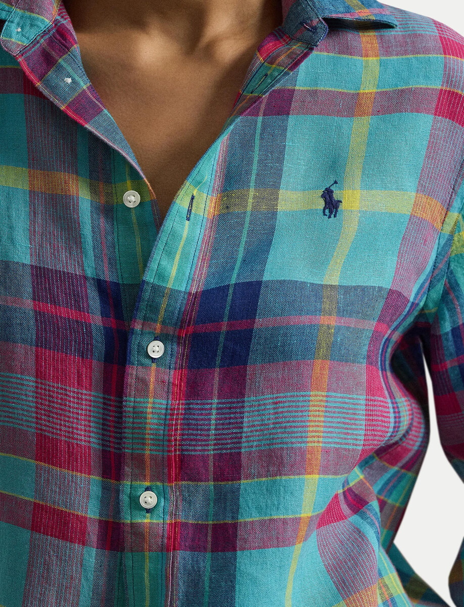 CLASSIC FIT LINEN SHIRT | PLAID – תמונה 5