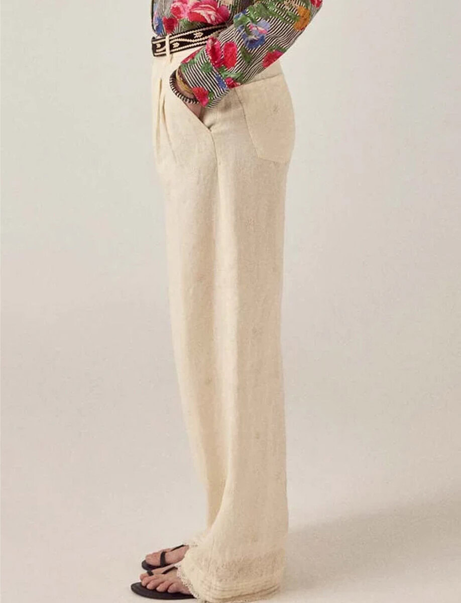 SOLSTICE LINEN PANT | IVORY WHISPER – תמונה 5