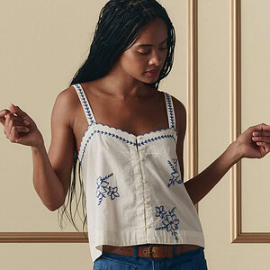 THE WEEKEND TANK W/ HANKY EMBROIDERY | CREAM