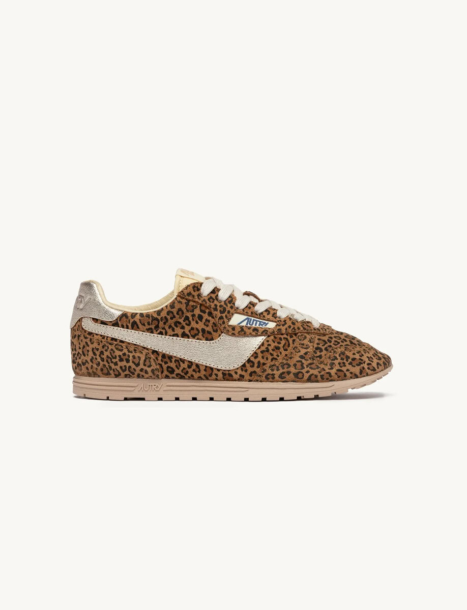 WINDSPIN SNEAKERS IN LEOPARD AND PLATINUM SUEDE AND LEATHER