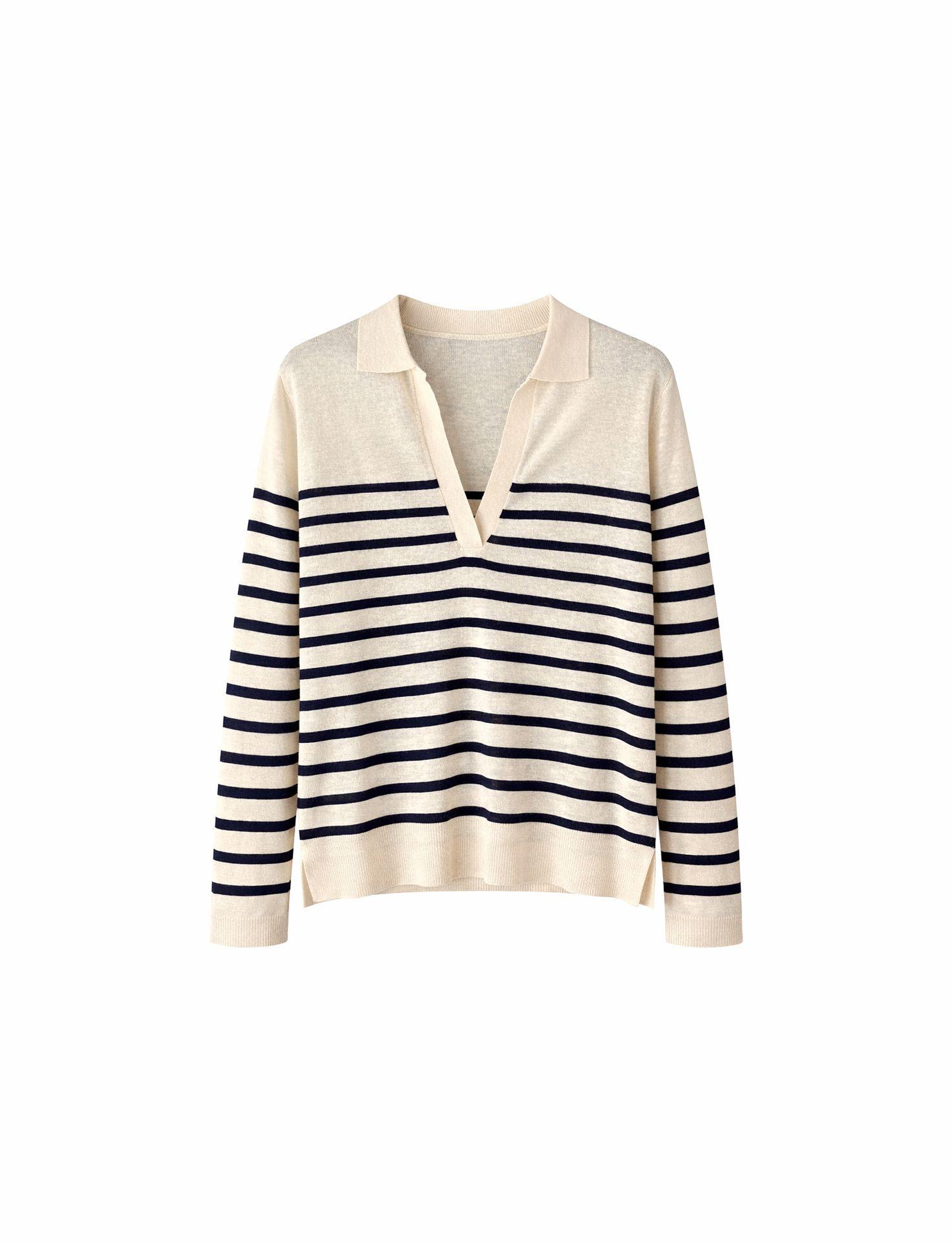 V NECK 3/4 SLEEVES POLO | BLUE MOON