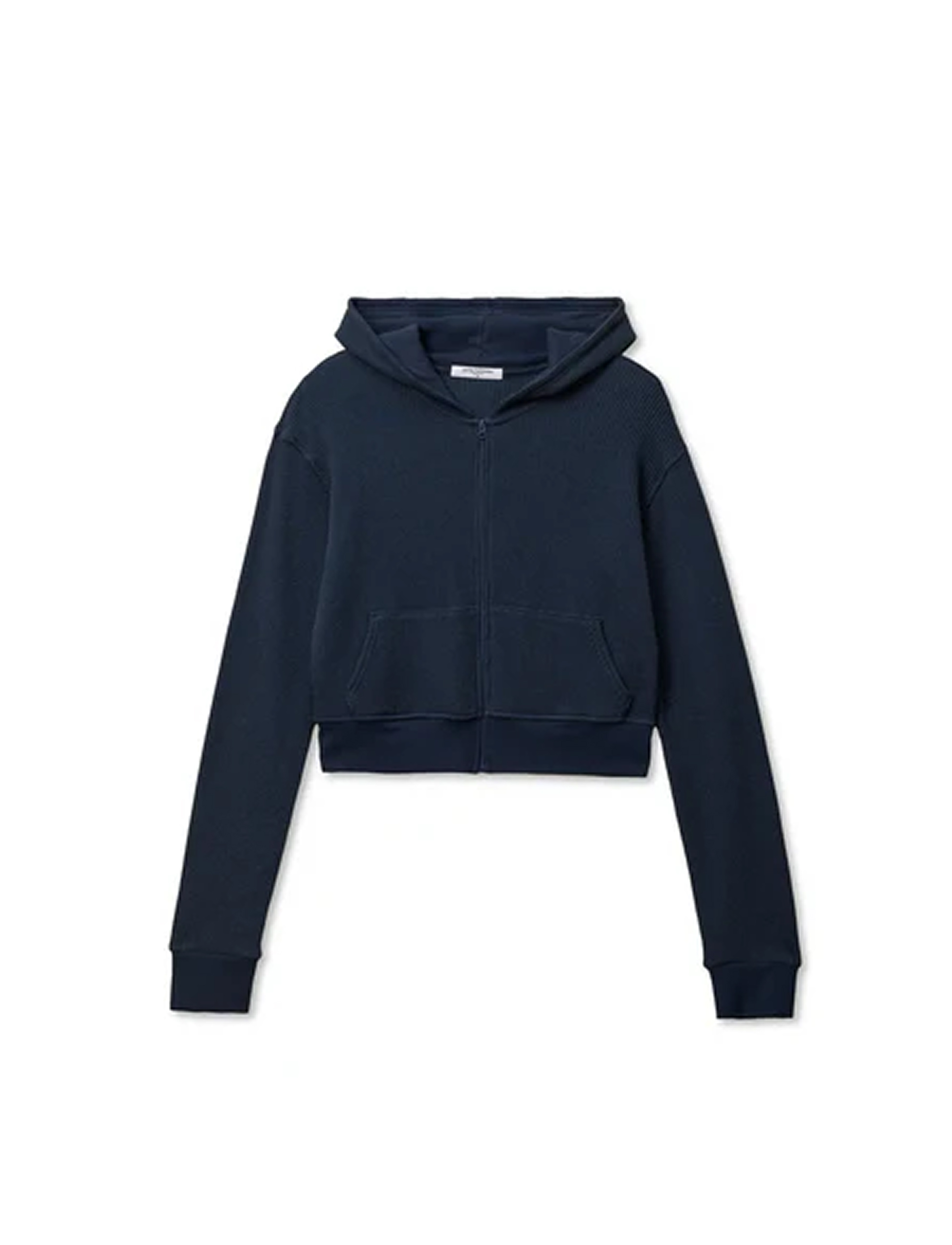 INEZ WAFFLE RELAXED ZIP UP CROPPED HOODIE – תמונה 3