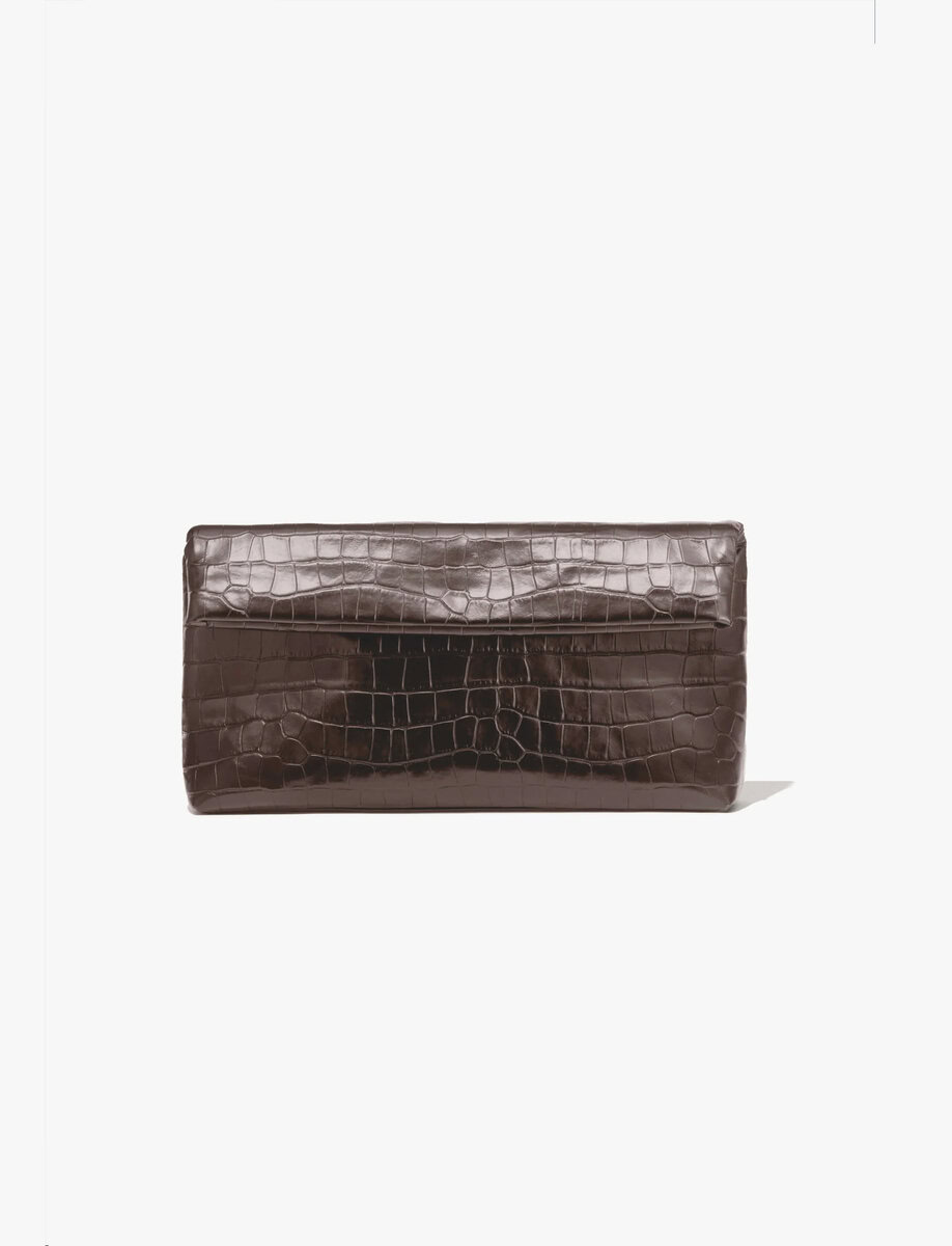JERRY CLUTCH | CROCO LEATHER CHOCOLATE BROWN – תמונה 5