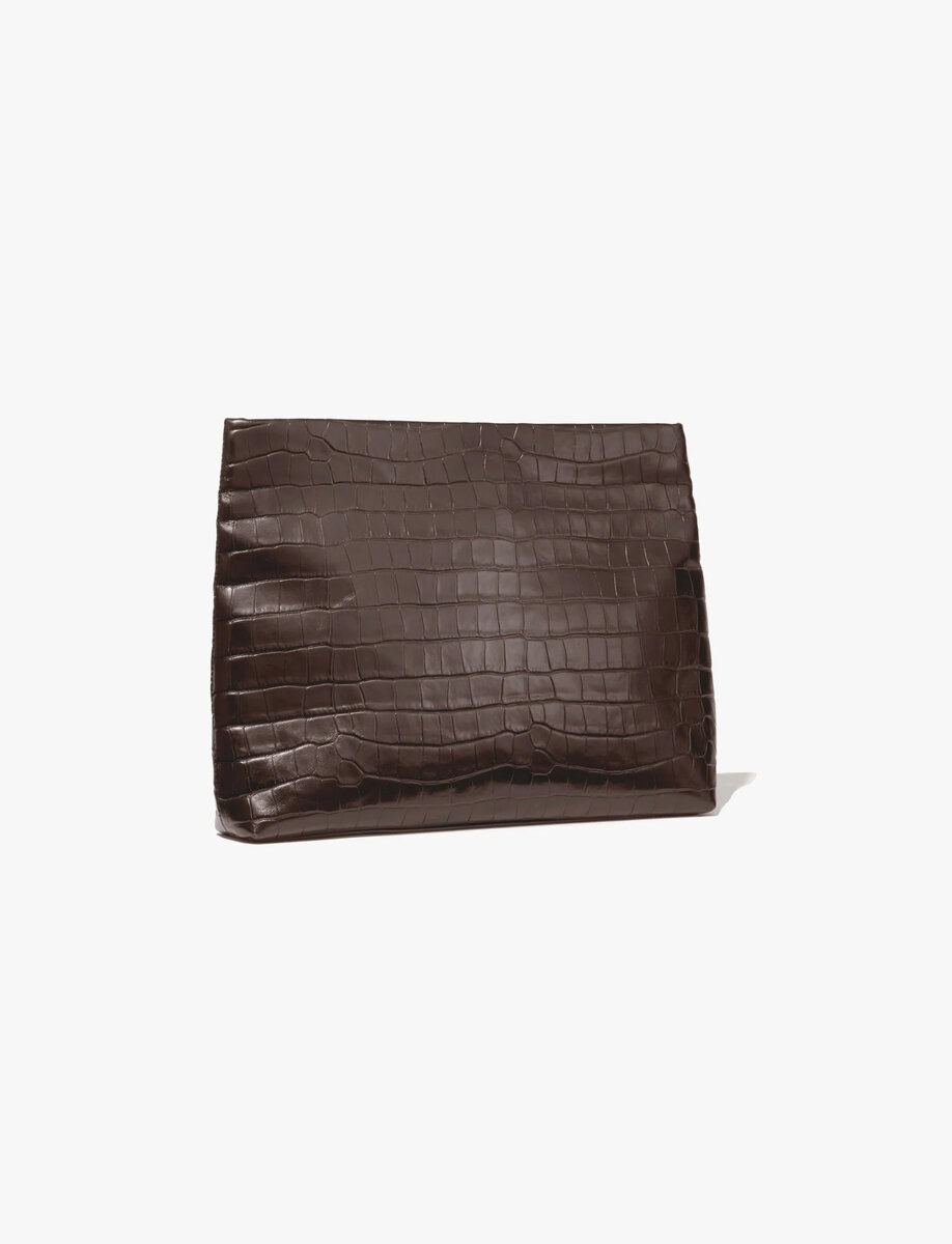 JERRY CLUTCH | CROCO LEATHER CHOCOLATE BROWN – תמונה 4