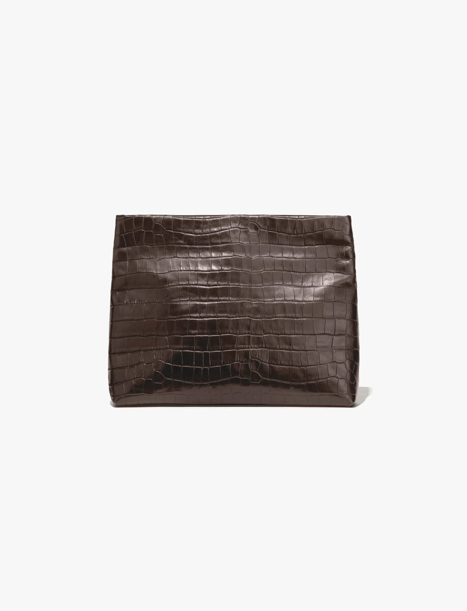 JERRY CLUTCH | CROCO LEATHER CHOCOLATE BROWN – תמונה 6