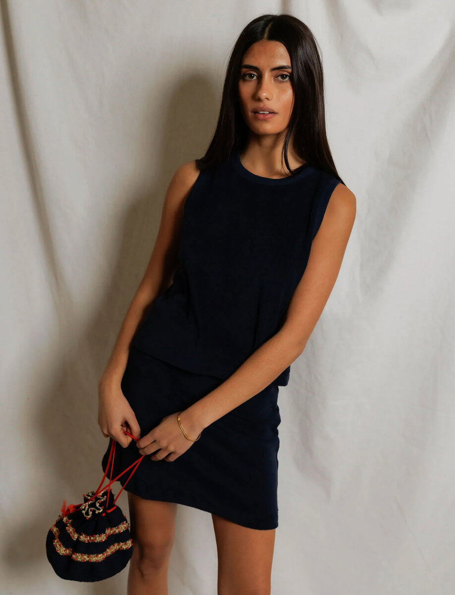 ESTHER LOOP TERRY NECK TANK – תמונה 9