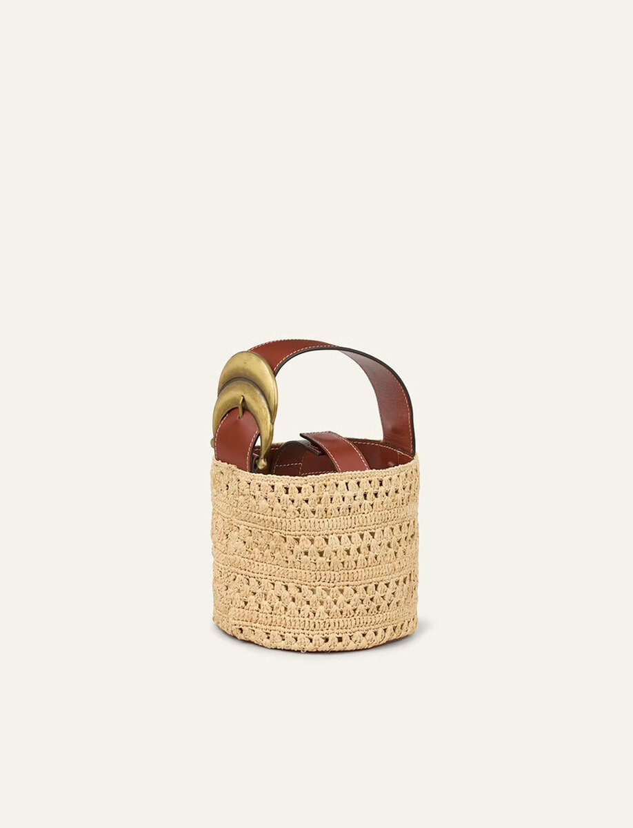 RAPHIA YOUYOU MINI BUCKET | TAN