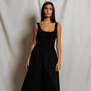 FABIOLA POPLIN TANK DRESS | BLACK