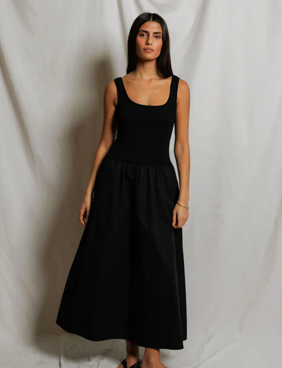 FABIOLA POPLIN TANK DRESS | BLACK