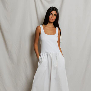 FABIOLA POPLIN TANK DRESS | WHITE